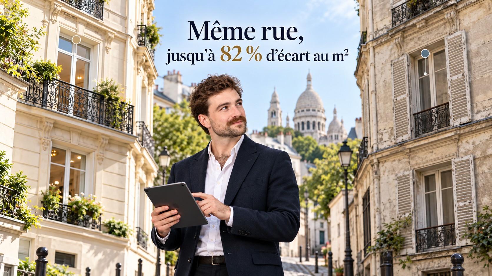 Écarts de prix au m² entre les rues de Montmartre et du 18e