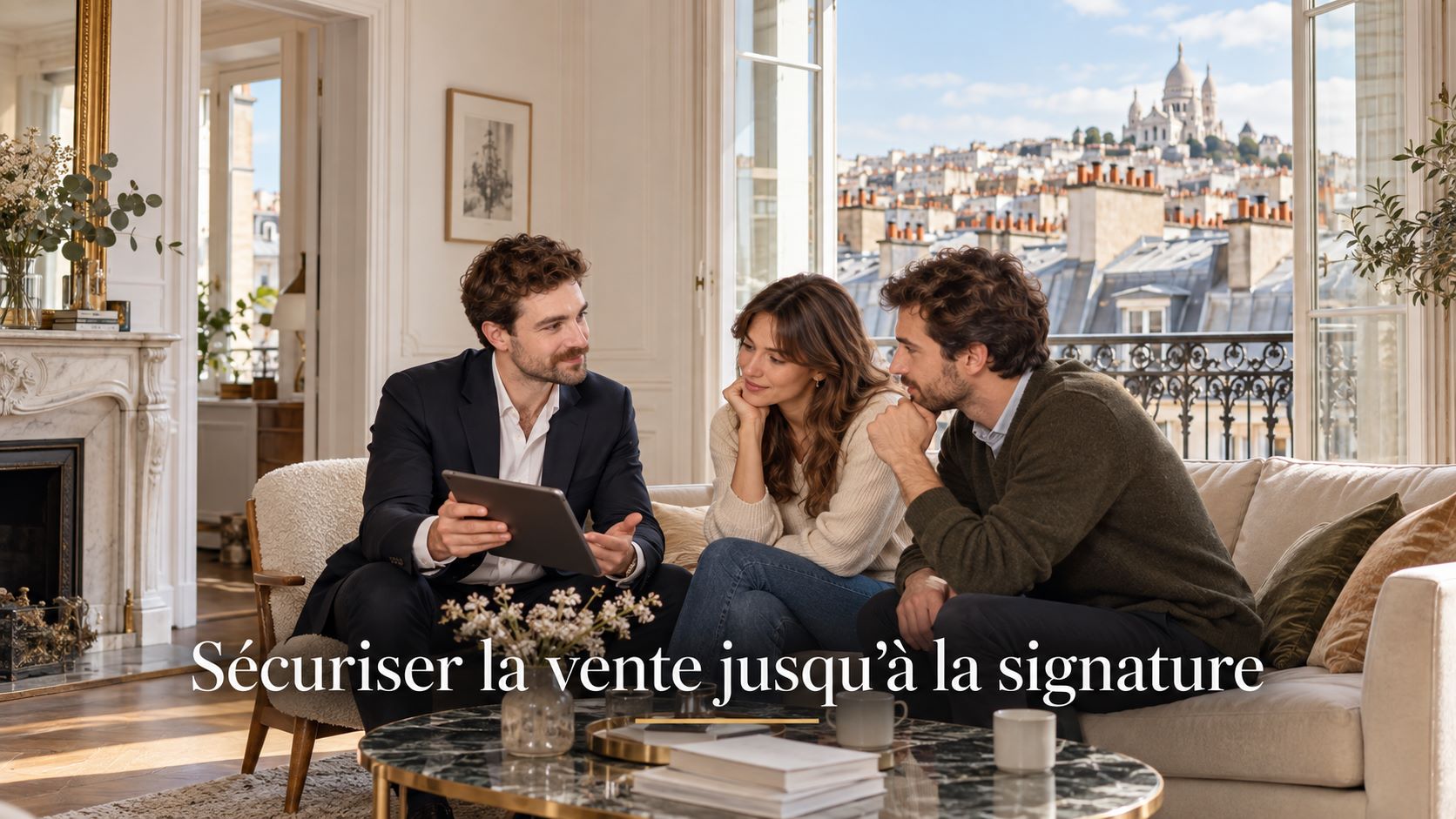 Échange avec un couple d'acquéreurs à la fin d'une visite à Montmartre