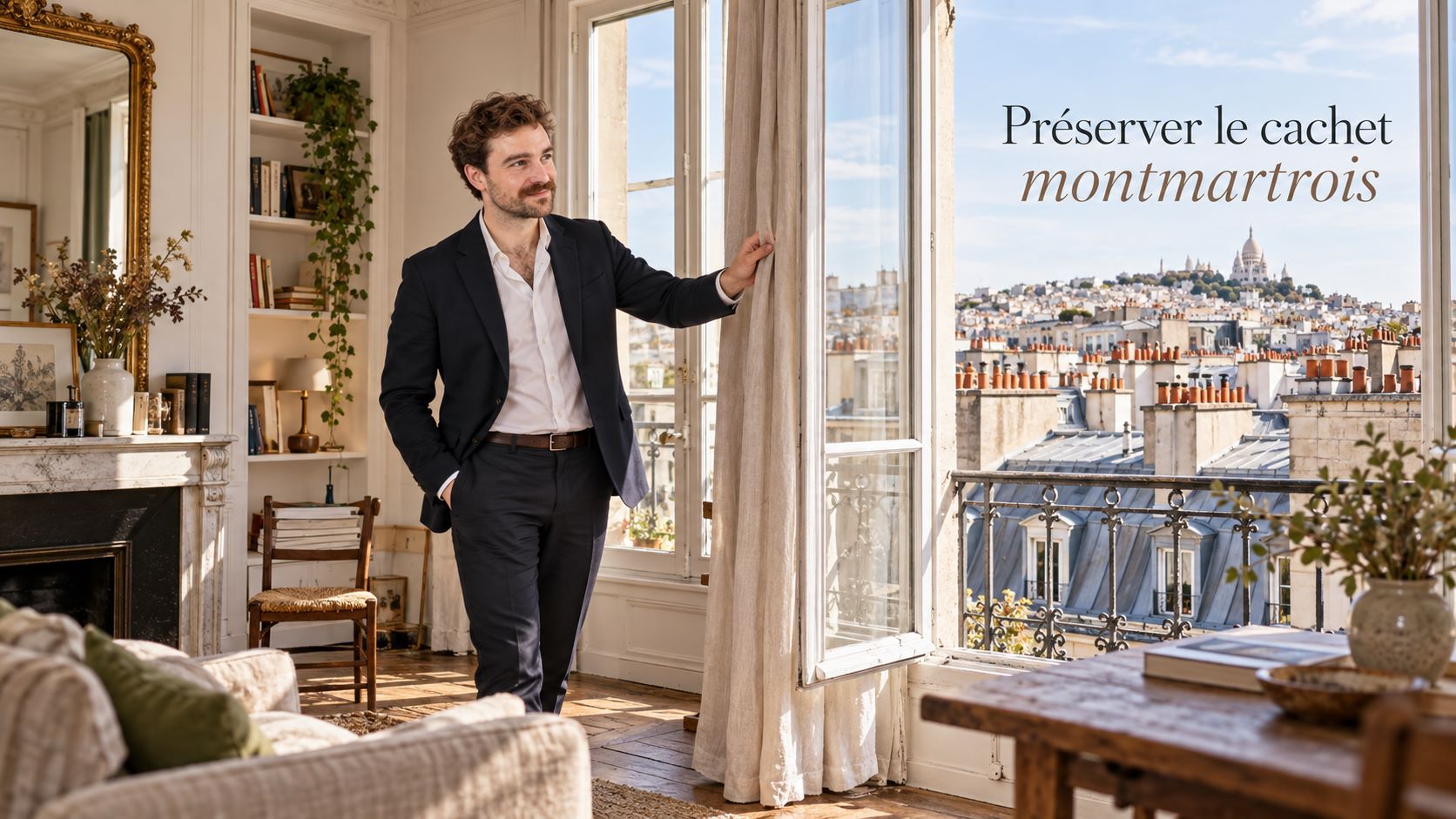 Appartement ancien montmartrois préparé pour la vente, parquet et lumière naturelle